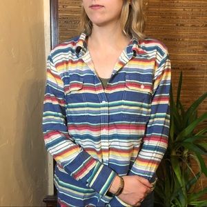 🌈RAINBOW striped southwestern button up shirt